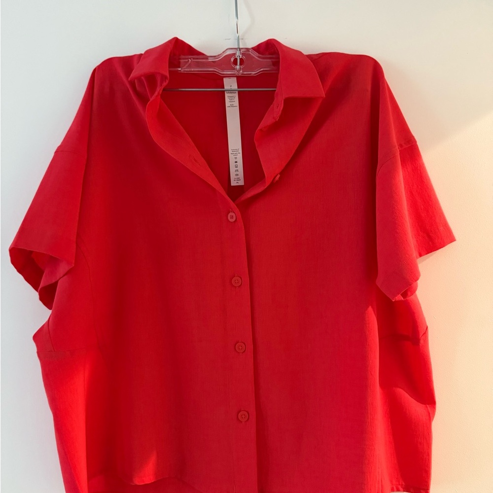 Lululemon Full Day Ahead Short Sleeve Shirt in Carnation Red